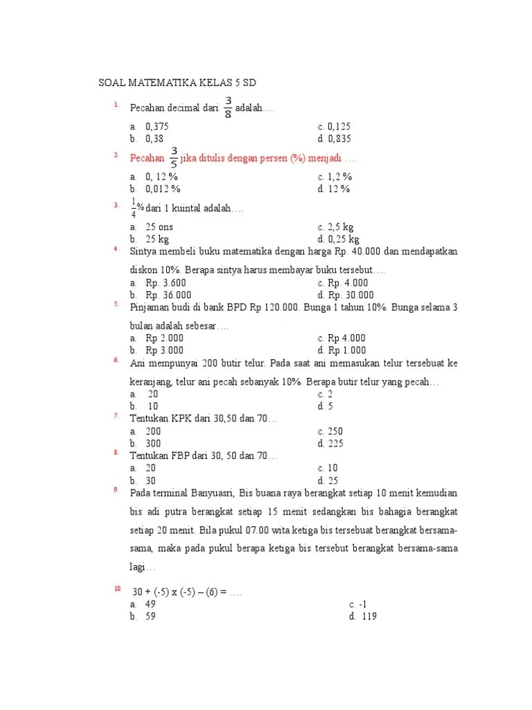 Soal Matematika Primagama Sd Kelas 6 Guru IPS