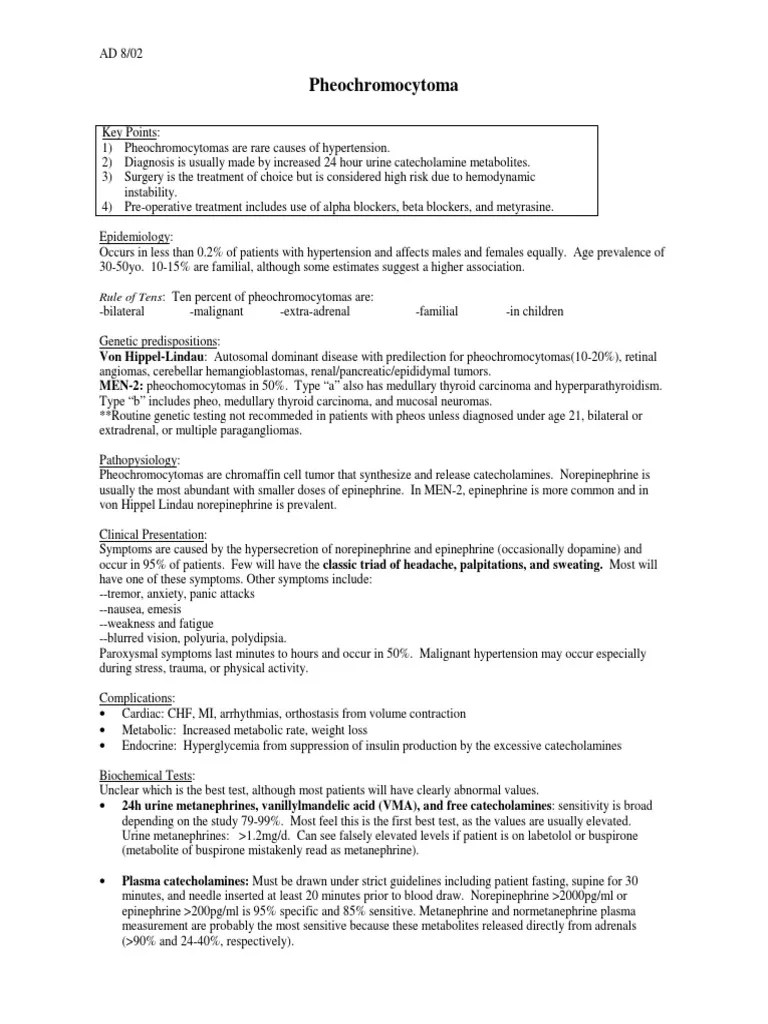 Pheochromocytoma PDF Endocrine System Diseases And Disorders