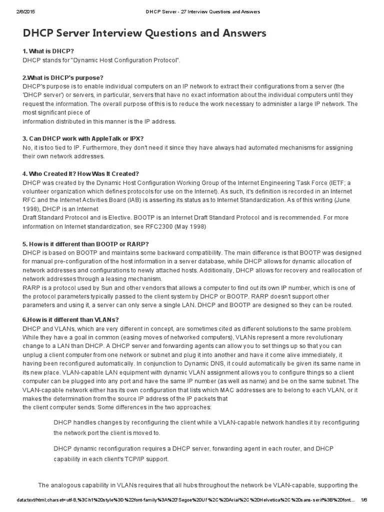 DHCP Server 27 Interview Questions and Answers.pdf Ip Address