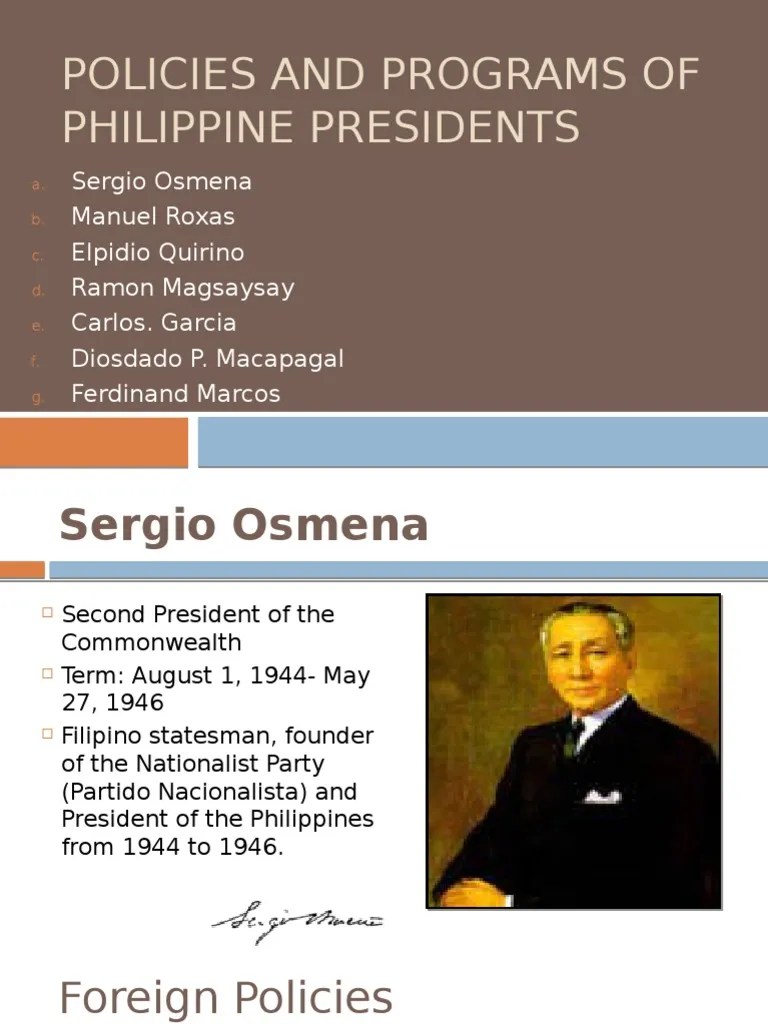 Foreign Policy of Philippine Presidents International Relations