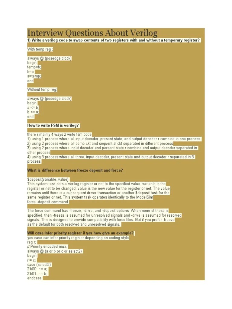 Interview Questions About Verilog PDF Parameter