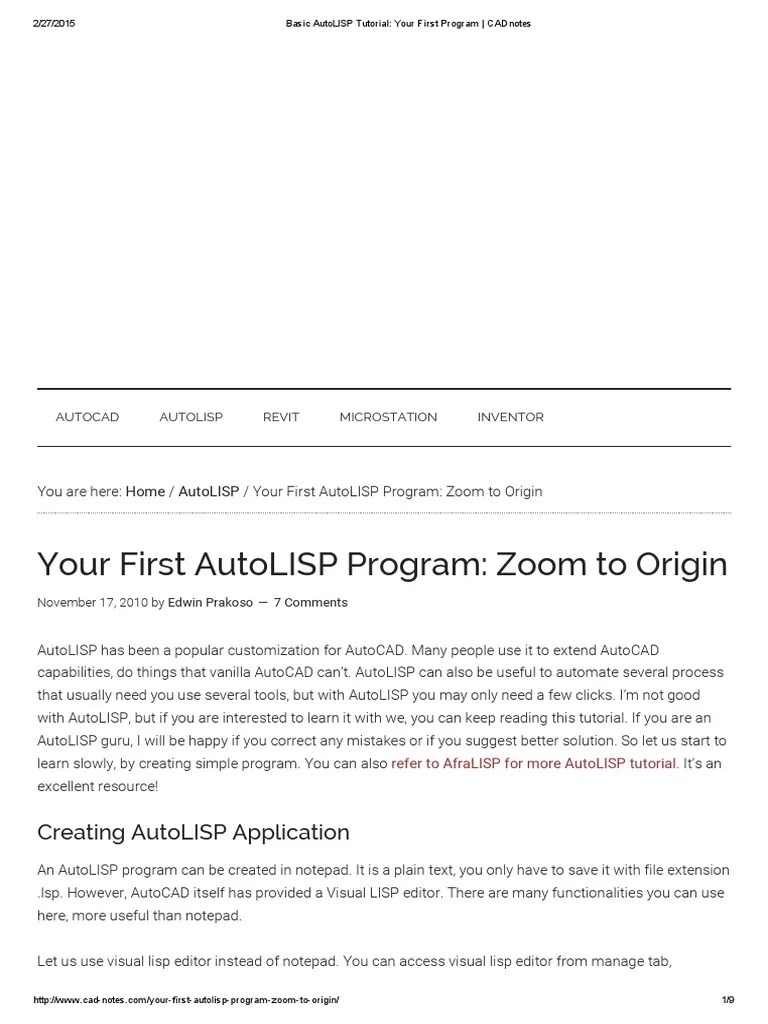 Basic AutoLISP Tutorial_ Your First Program _ CADnotes