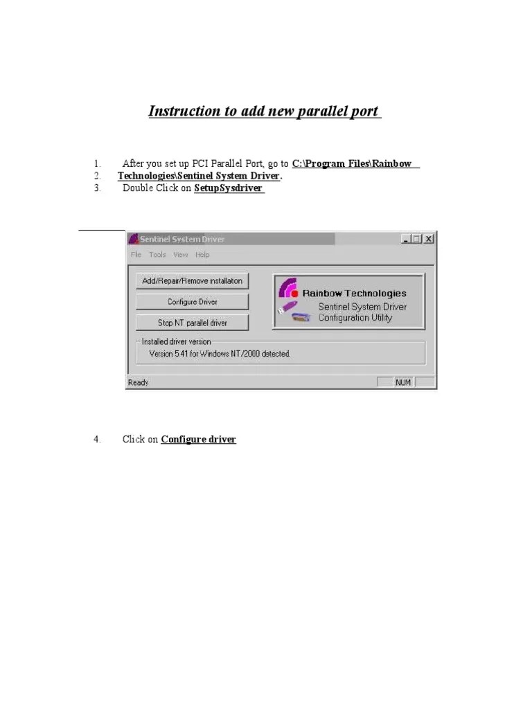 PCI Parallel Port Driver Setup PDF