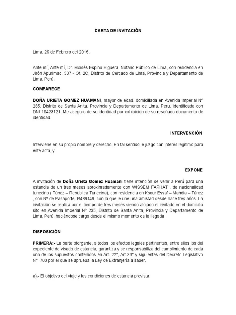 Carta de Invitación a Extranjero Perú Política Free 30day Trial