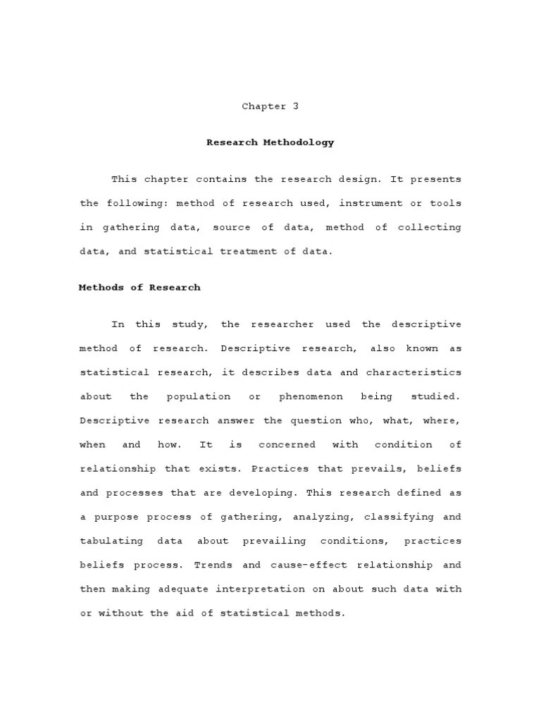 Chapter 3 Research Methodology This Chapter Contains Nursing Statistics