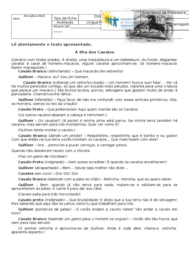 Texto DramÃ¡Tico Teste de Avaliação Cavalos Ator