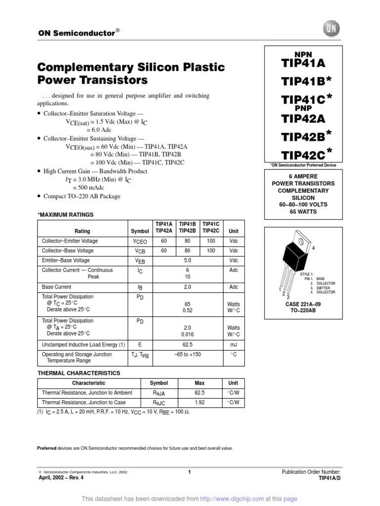 datasheet TIP41C