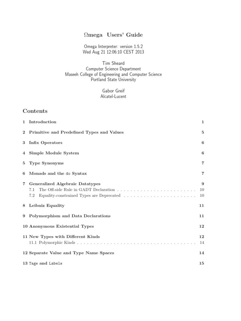 Omega Manual PDF Data Type Constructor (Object Oriented Programming)