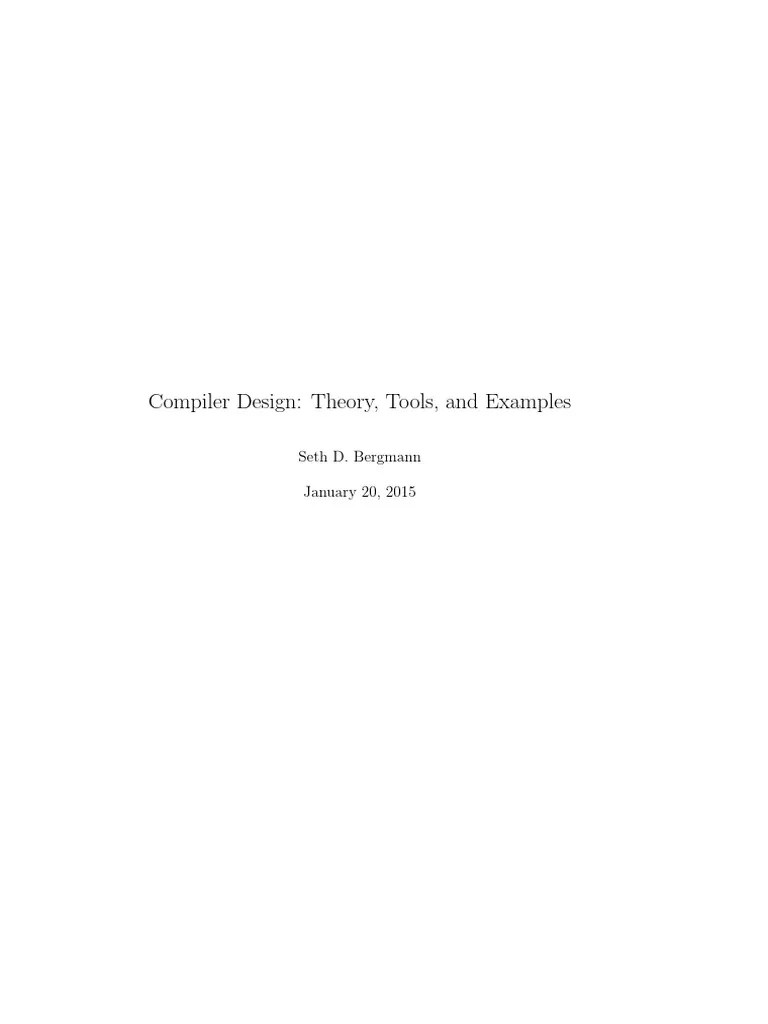 Compiler Design Theory, Tools, and Examples. Java Edition (HQ) PDF Compiler Parsing