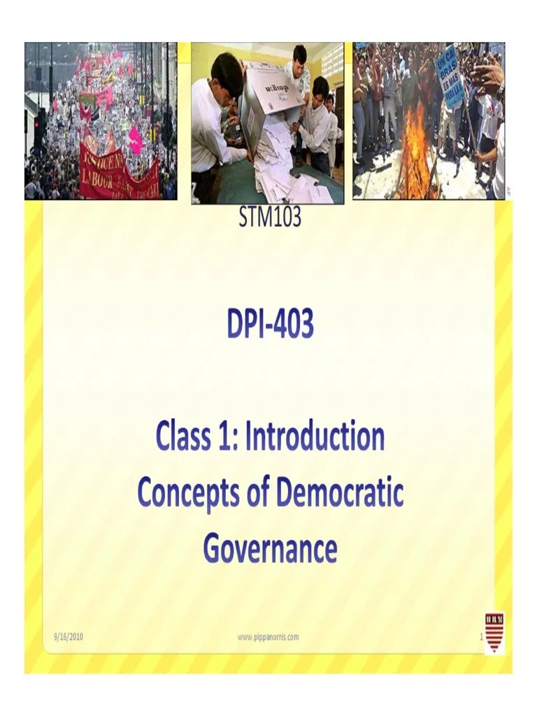 Concepts of Democratic Governance Governance Democracy