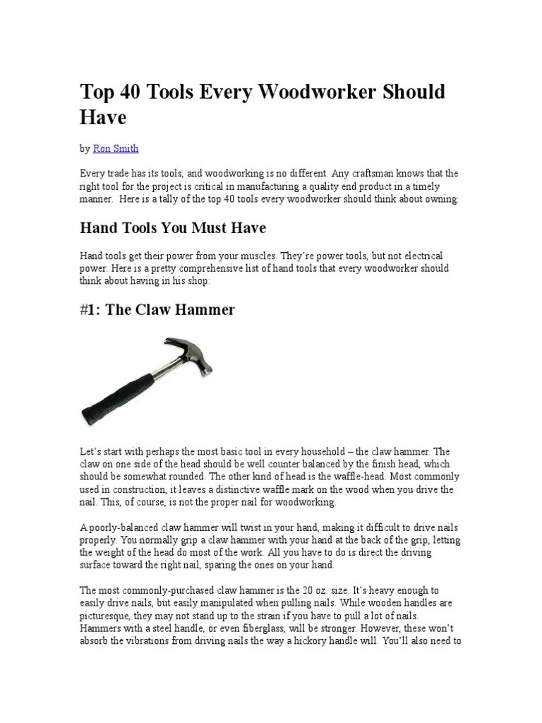Top 40 Tools Every Woodworker Should Have PDF Drill Tools