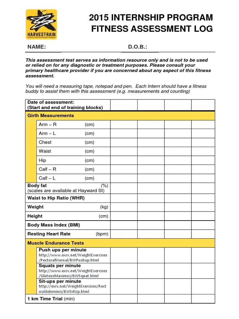 PHYSICAL FITNESS AND WELLNESS EVALUATION.