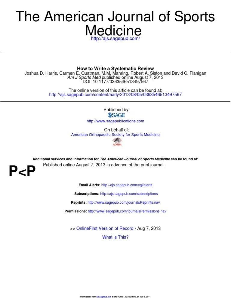 How to Write a Systematic Review Systematic Review Meta Analysis