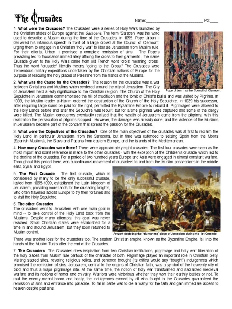 crusades-worksheet 2014 | Crusades | Indulgence