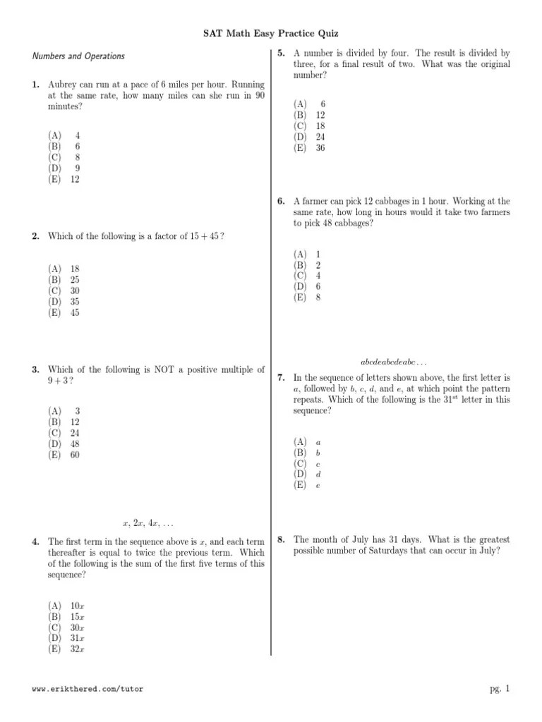 Sat Math Easy Practice Quiz | Rectangle | Sat