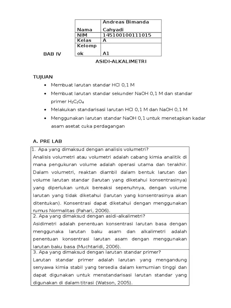 Analisis Kadar Asam Cuka Pasaran Secara Asidi Alkalimetri