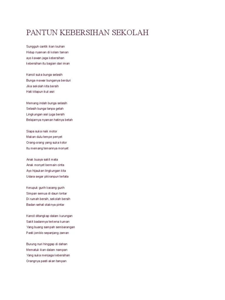 Pantun Kebersihan Sekolah | PDF