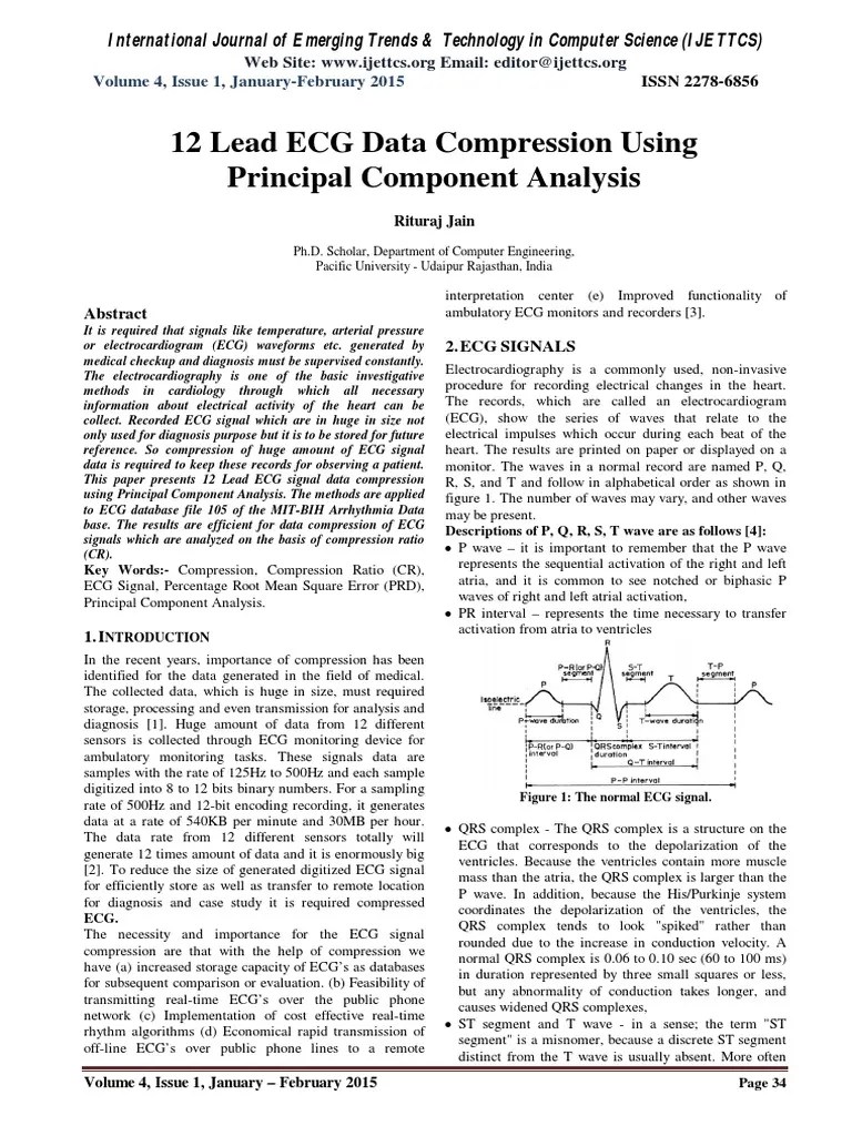 12 Lead ECG Data Compression Using Principal Component Analysis PDF