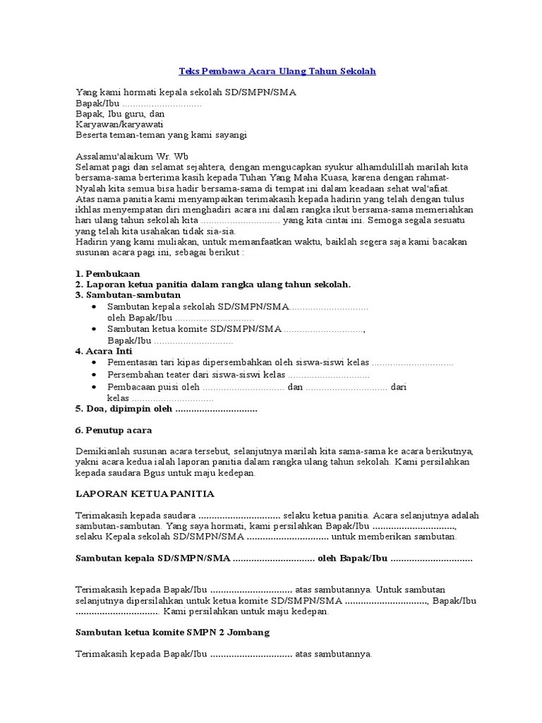 Contoh Pidato Ulang Tahun Sekolah Sd · Kumpulan Contoh Terbaru