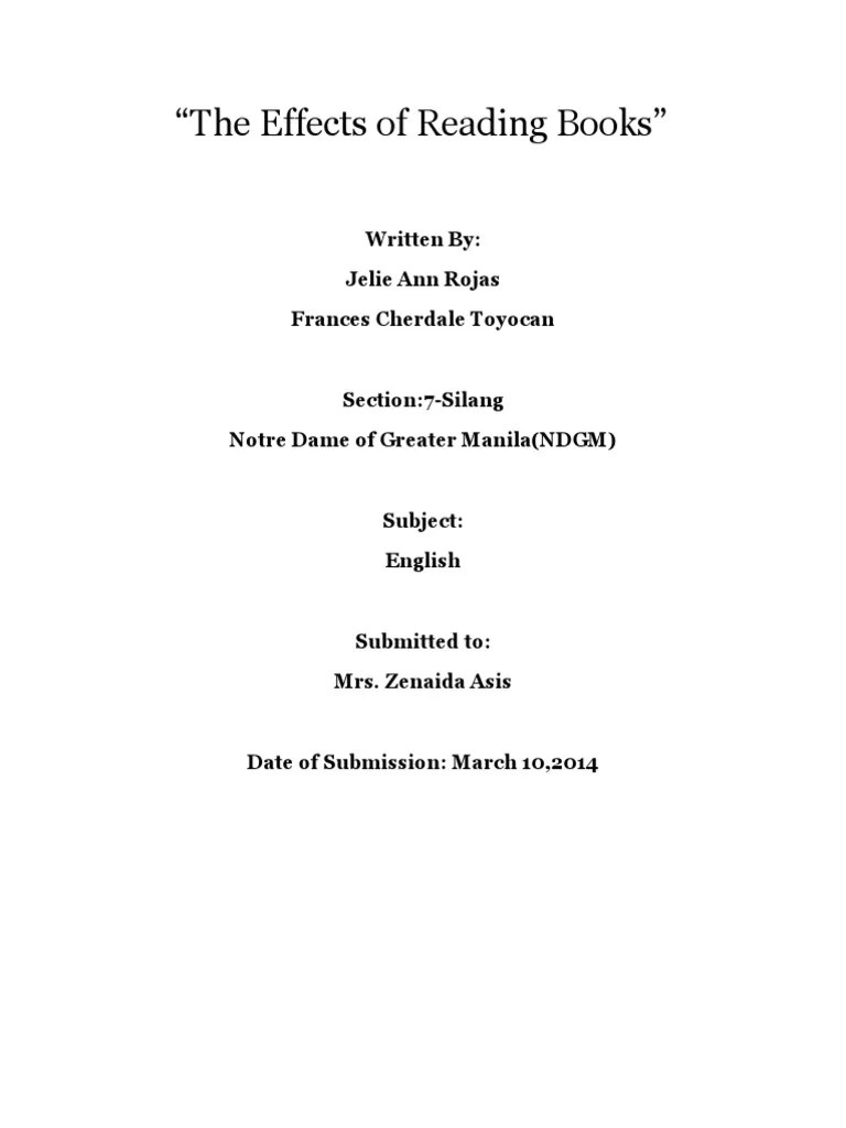 The Effects of Reading Books PDF Books Memory