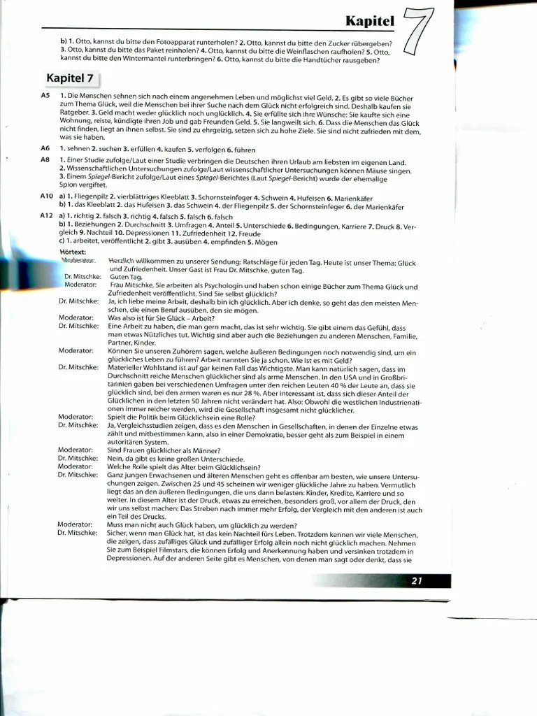 Begegnungen_b1 Answers Kapitel 7