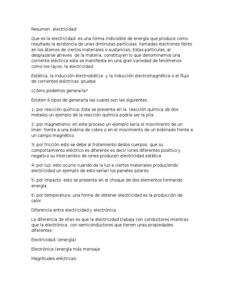 Resumen Electricidad Electrostática Electricidad