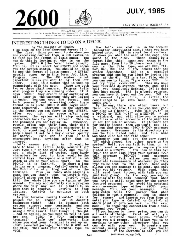 Summer 2020 PDF Edition – 2600 Magazine