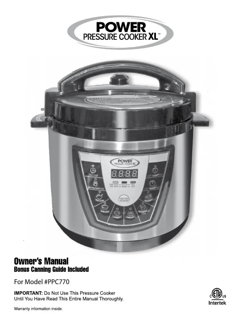Pressure Cooker Manual | PDF | Pressure Cooking | Canning