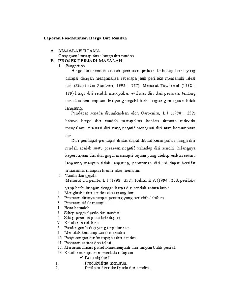 Laporan Pendahuluan Harga Diri Rendah