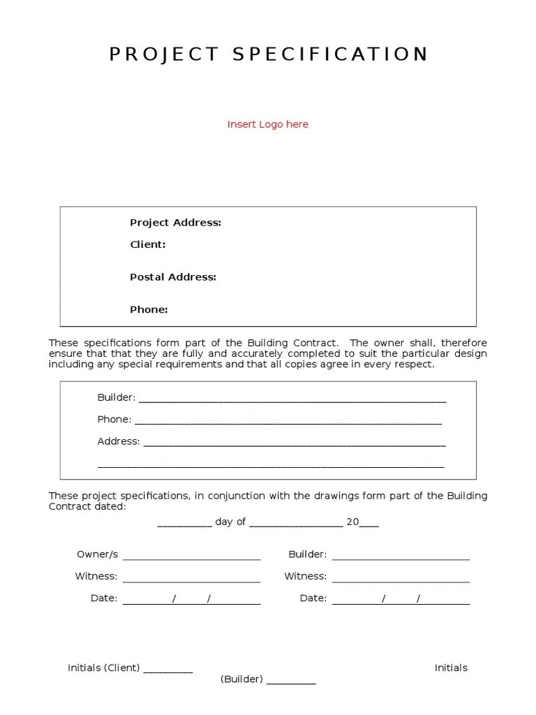 Building Contract SpecificationTemplate Bathroom