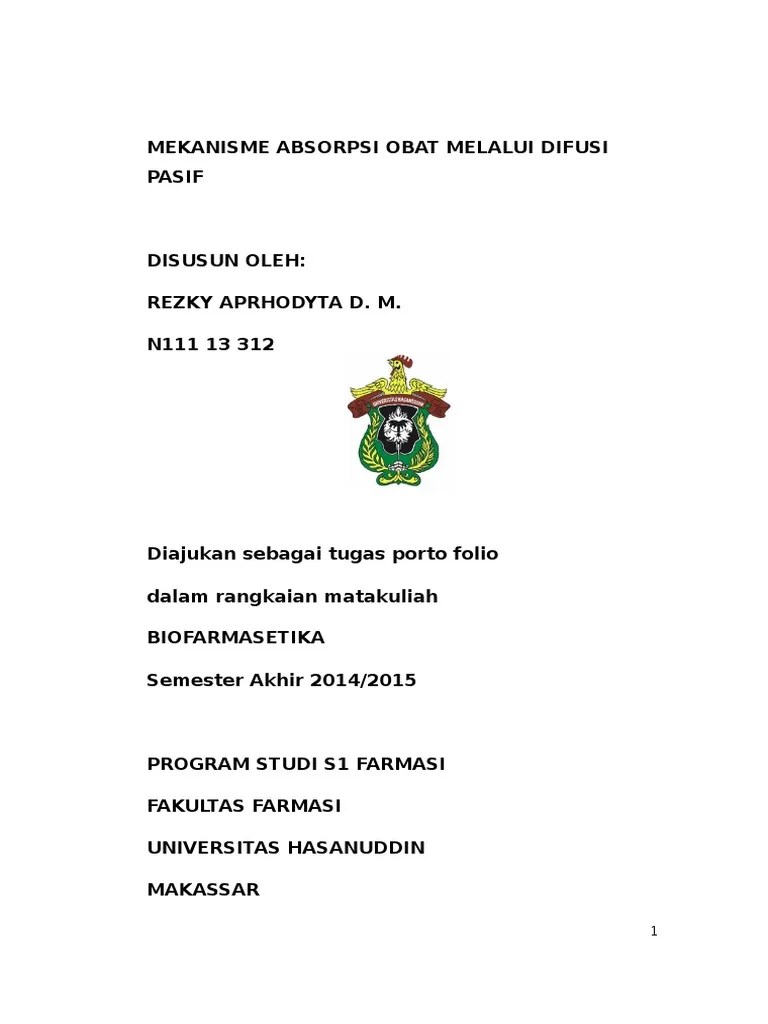 Mekanisme Absorpsi Obat Melalui Difusi Pasif | PDF