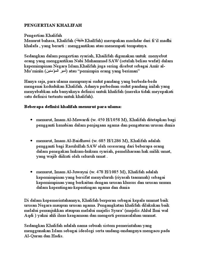 Pengertian Khalifah | PDF