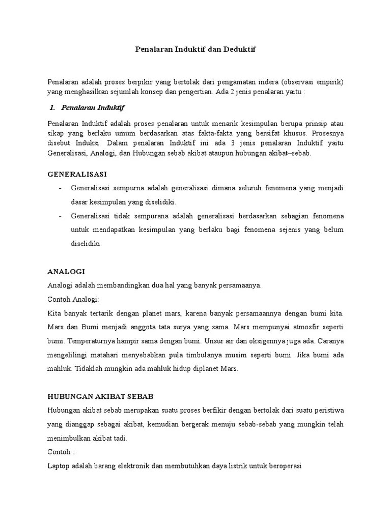 Penalaran Induktif Dan Deduktif Ok Bahasa Indonesia | PDF