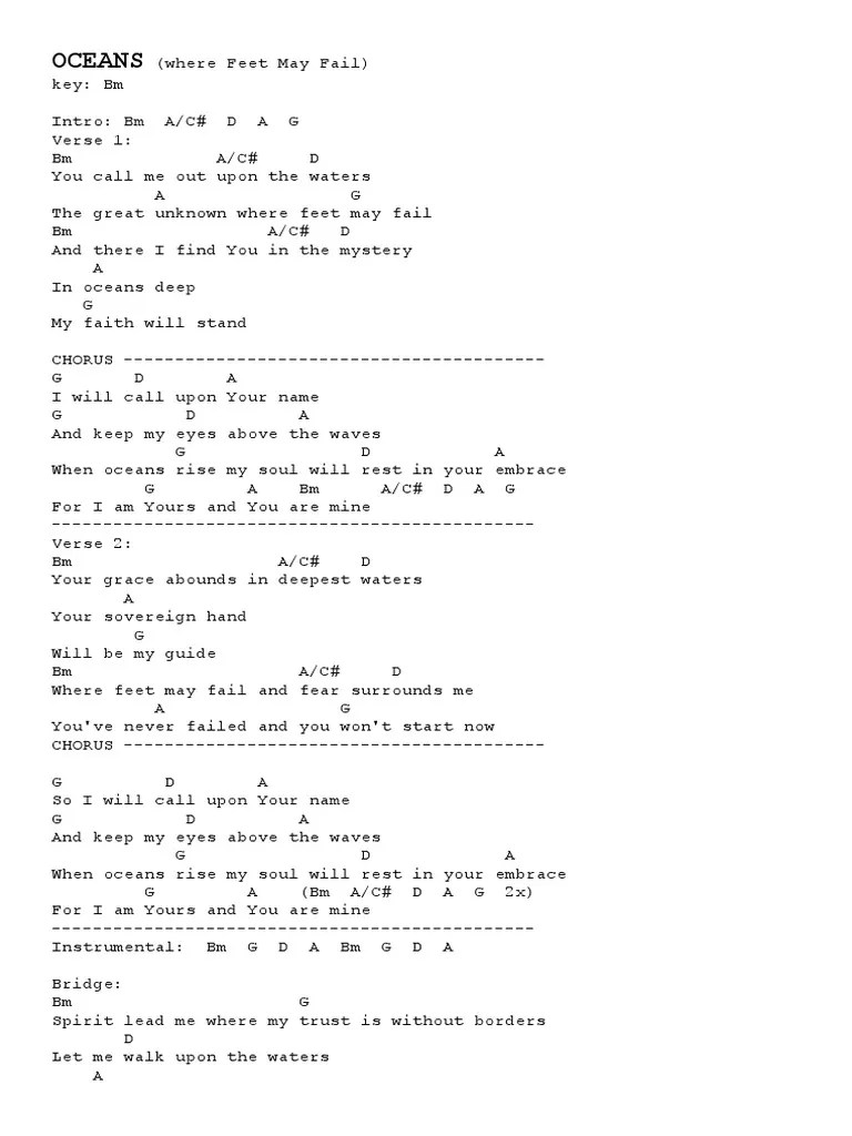 Oceans Chords and Lyrics Guide PDF Poetry(07)