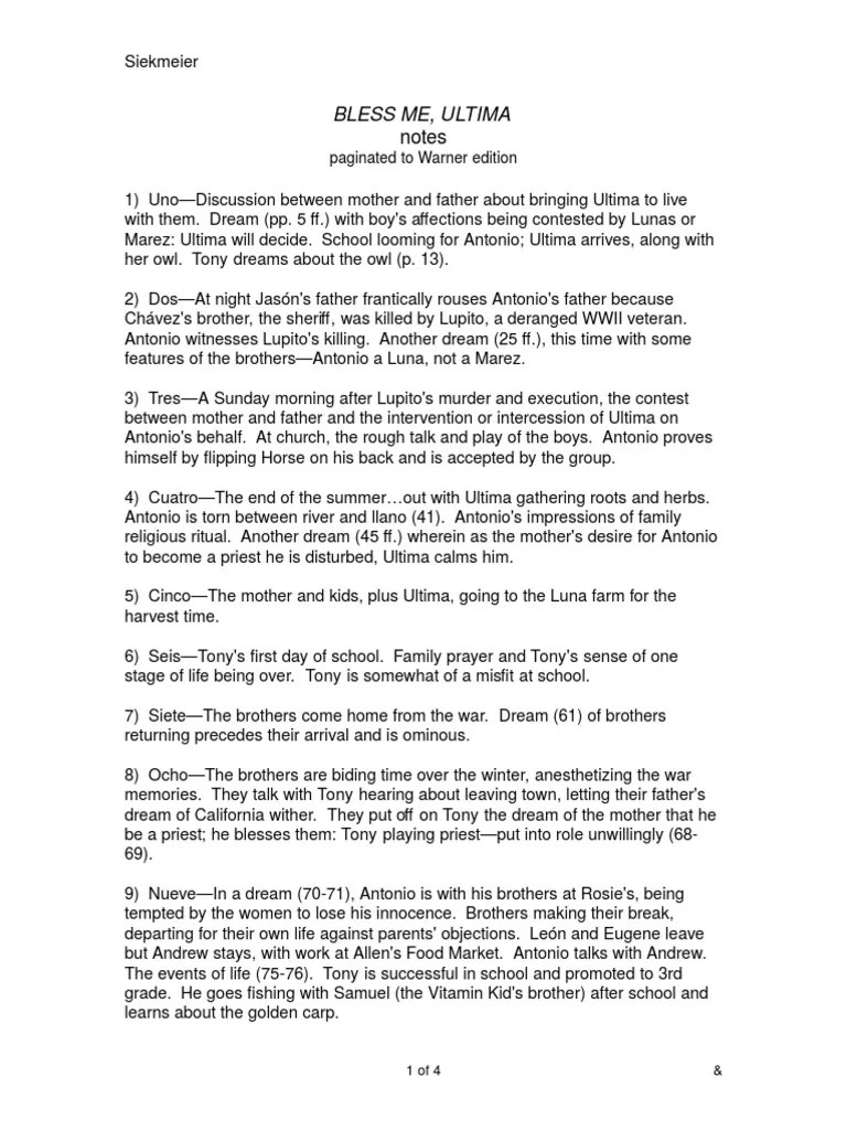 10Bless Me, Ultima Notes d Religious Belief And Doctrine Religious