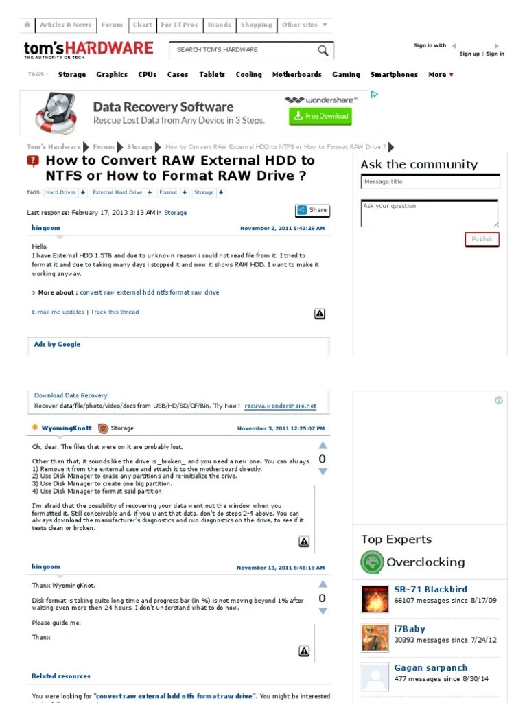 How to Convert RAW External HDD to NTFS or How to Format RAW Drive