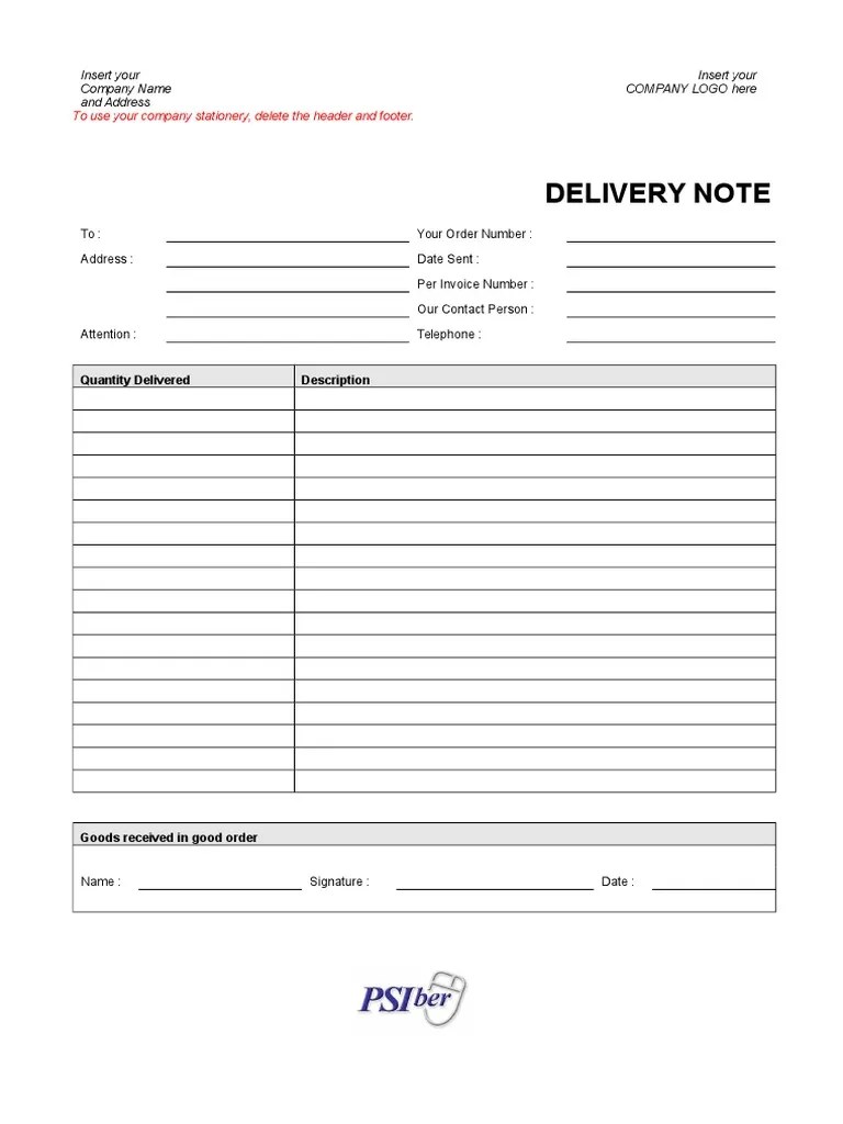 Delivery Note
