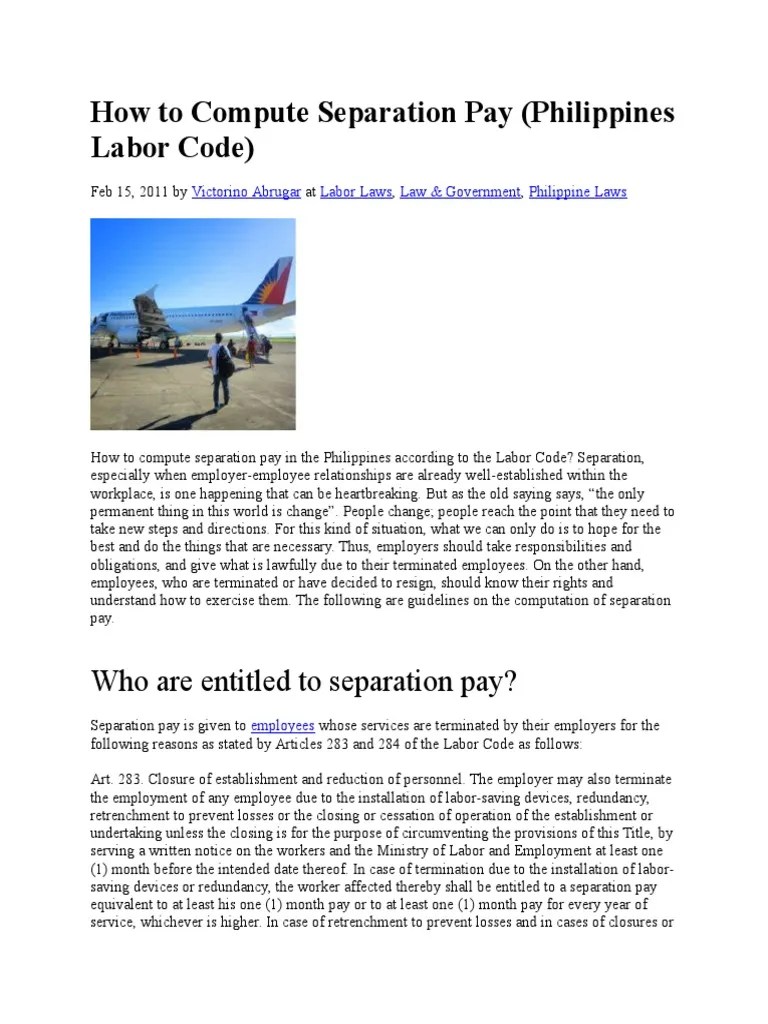 How to Compute Separation Pay Layoff Employment