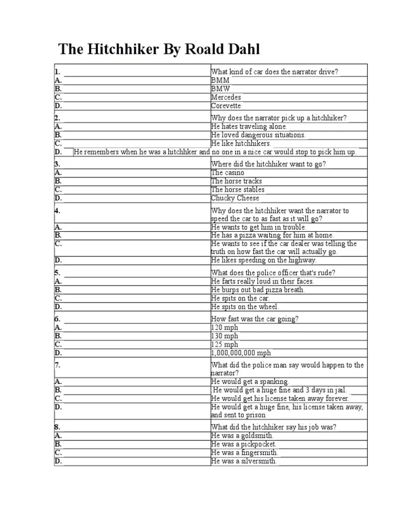 The Hitchhiker by Roald Dahl PDF