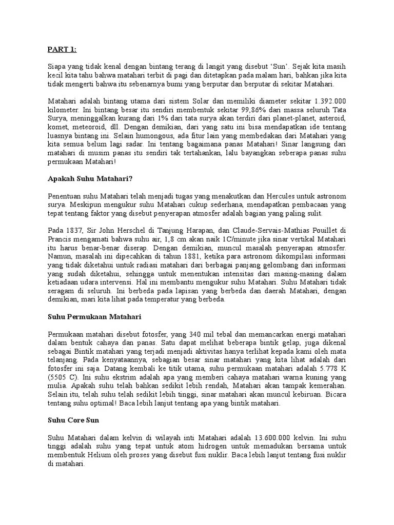 Cara Mengukur Suhu Matahari | PDF