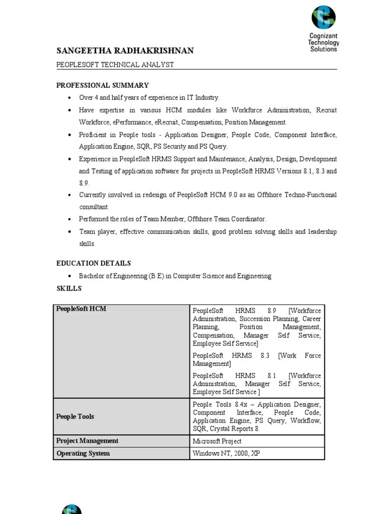 Resume of Sangeetha Radhakrishnan Pfizer Human Resource Management