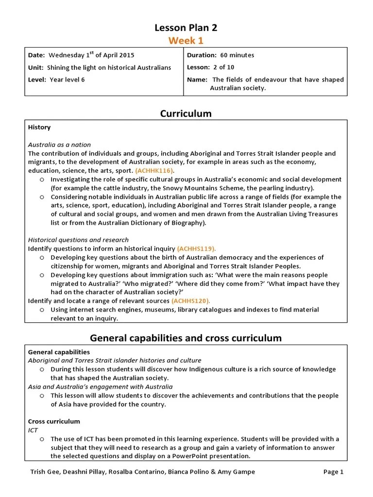 Lesson Plan 2 Edss428 Unit Plan PDF Australia Indigenous Australians