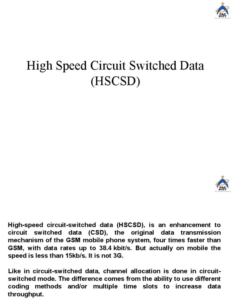 High Speed Circuit Switched Data (HSCSD) PDF Media Technology