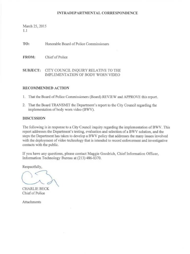 Los Angeles Police Body Camera Report Body Worn Video Los Angeles Police Department