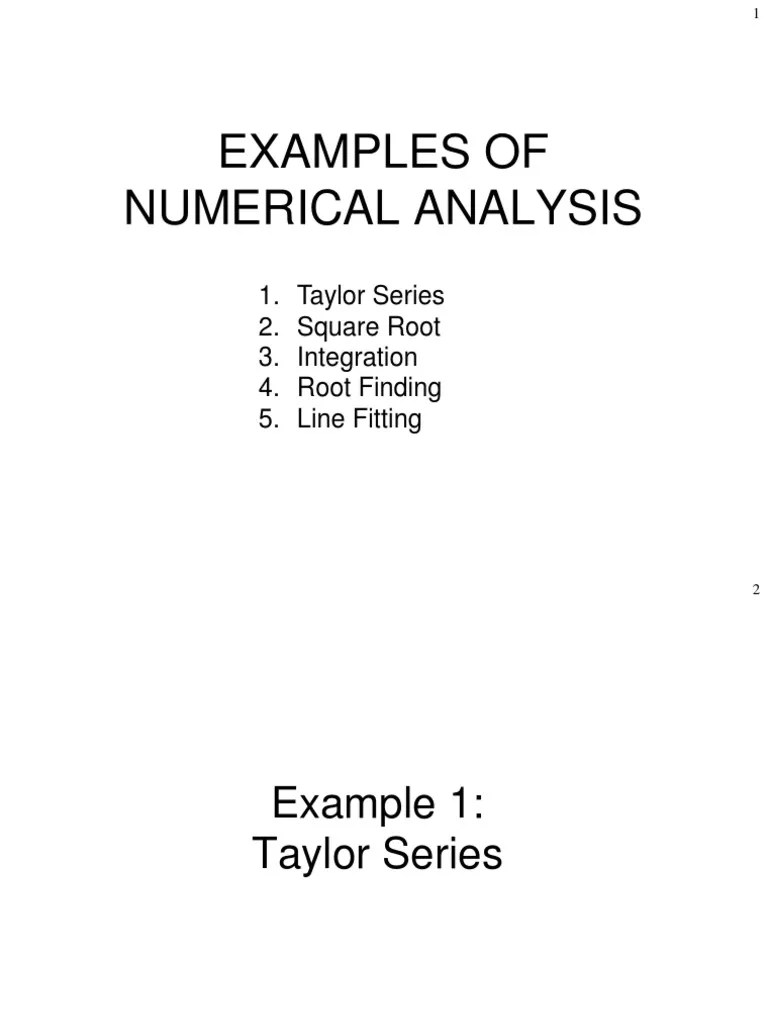 Numerical Analysis Examples Integral Numerical Analysis