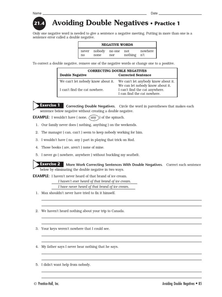 Avoiding Double Negatives 1 PDF