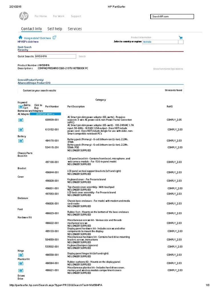 HP PartSurfer PDF Hewlett Packard Electrical Engineering
