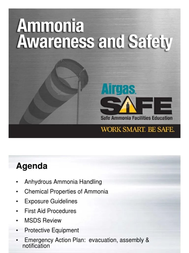 SAFE Ammonia Awareness Training Proper Handling, Safety Precautions