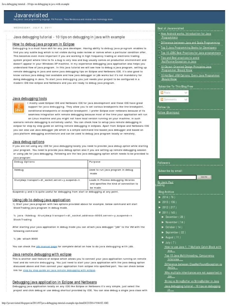 Java debugging tutorial 10 tips on debugging in java with example.pdf