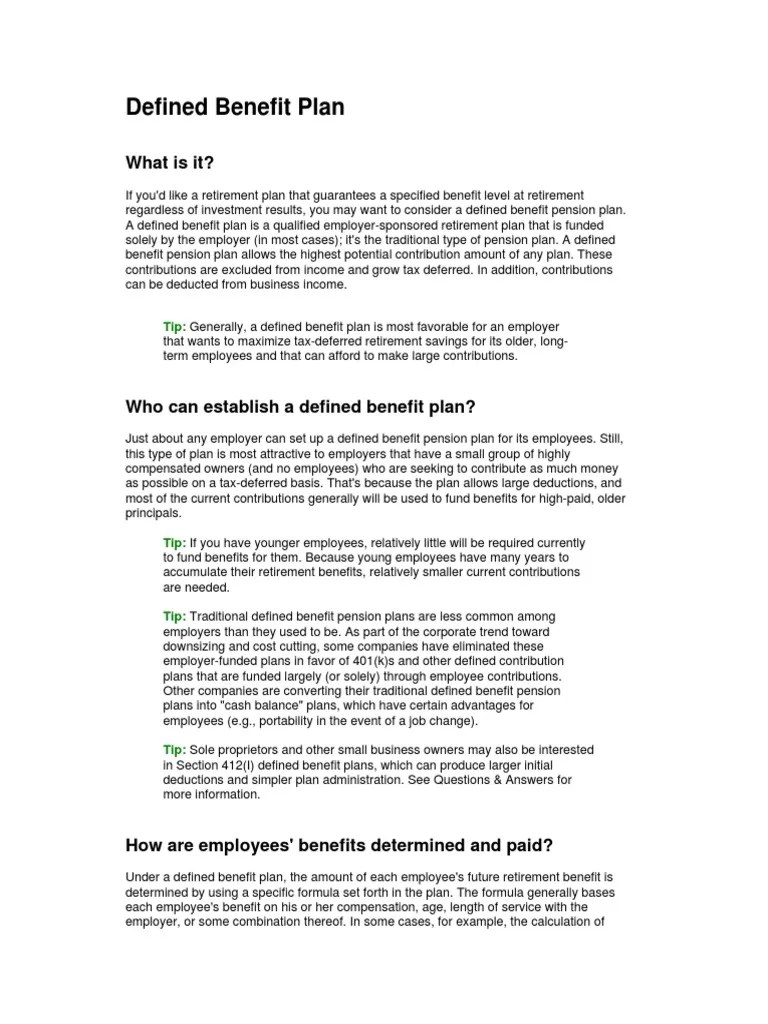 Copy of Defined Benefit Plan site Defined Benefit Pension Plan